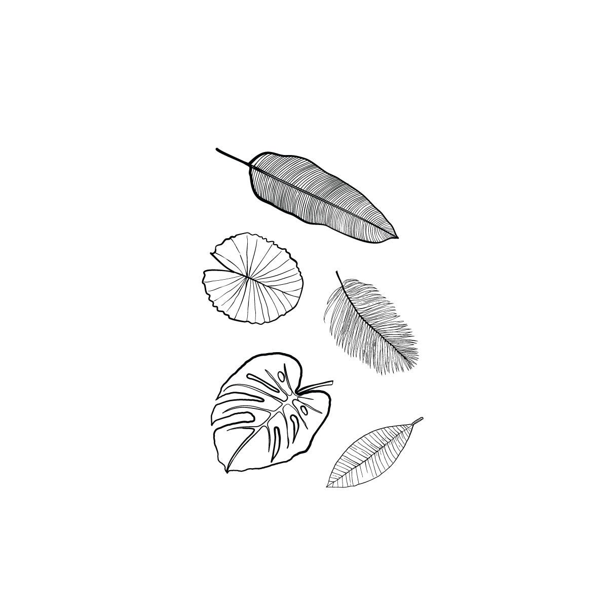 Feathers and leaves temporary tattoo
