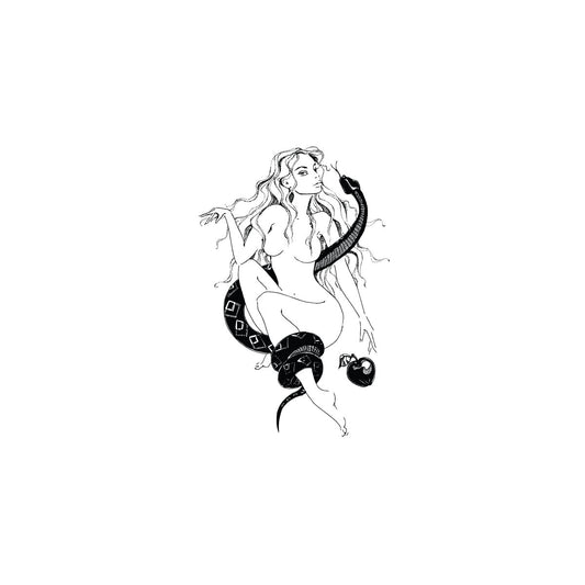 Lady dancing with snake temporary tattoo