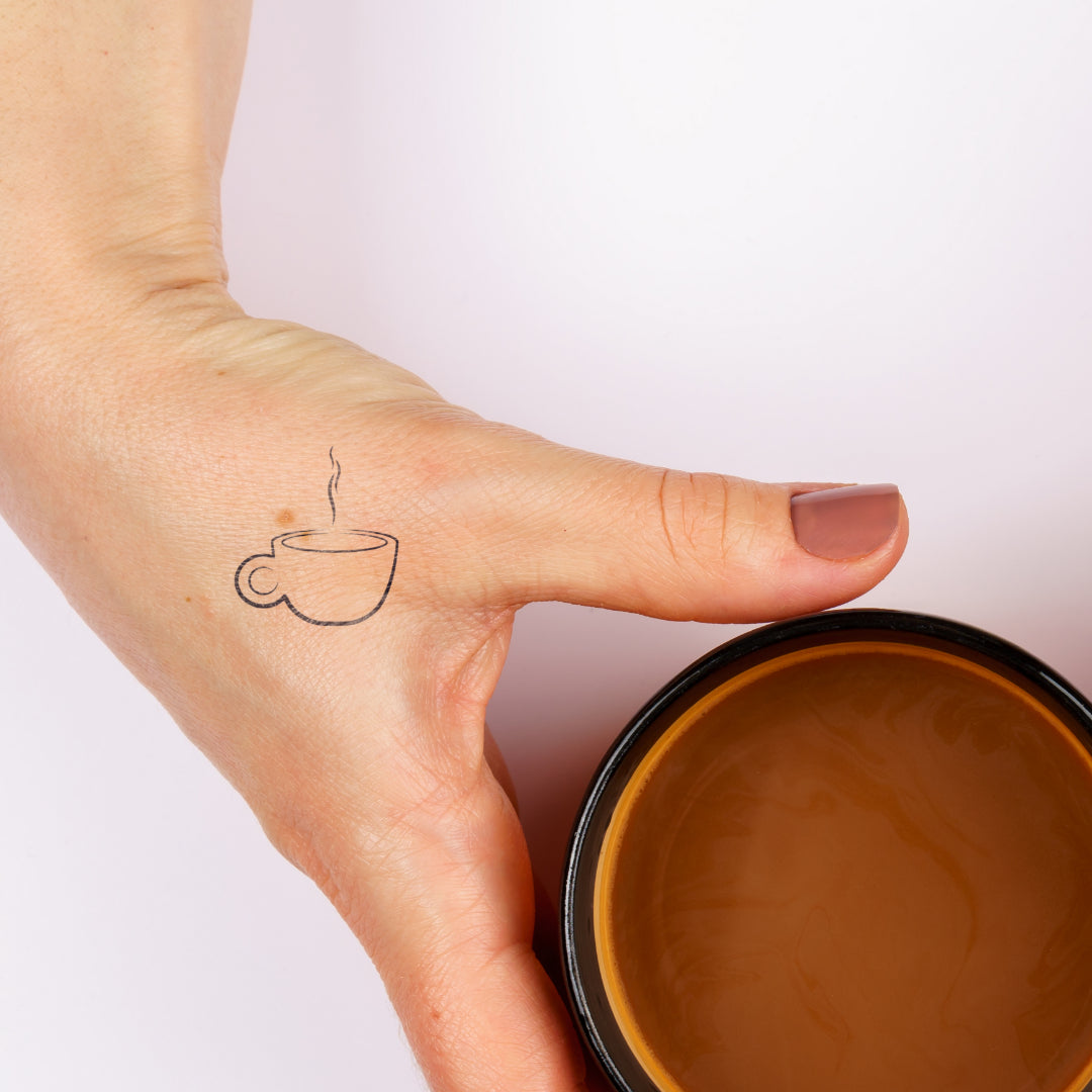 Coffee dose temporary tattoo