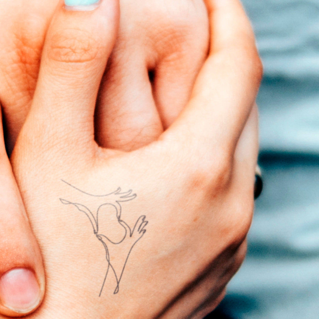 Love sign hands temporary tattoo