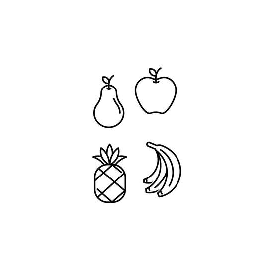 Pear, Apple, Pineapple and Bananas temporary tattoo